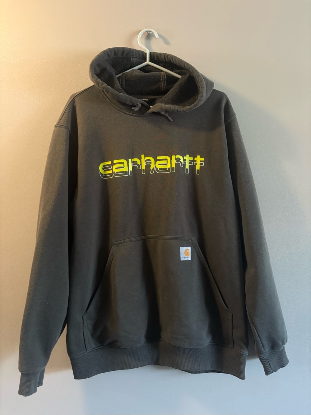 Carhartt olive green Hoodie with Gold Logo Patch